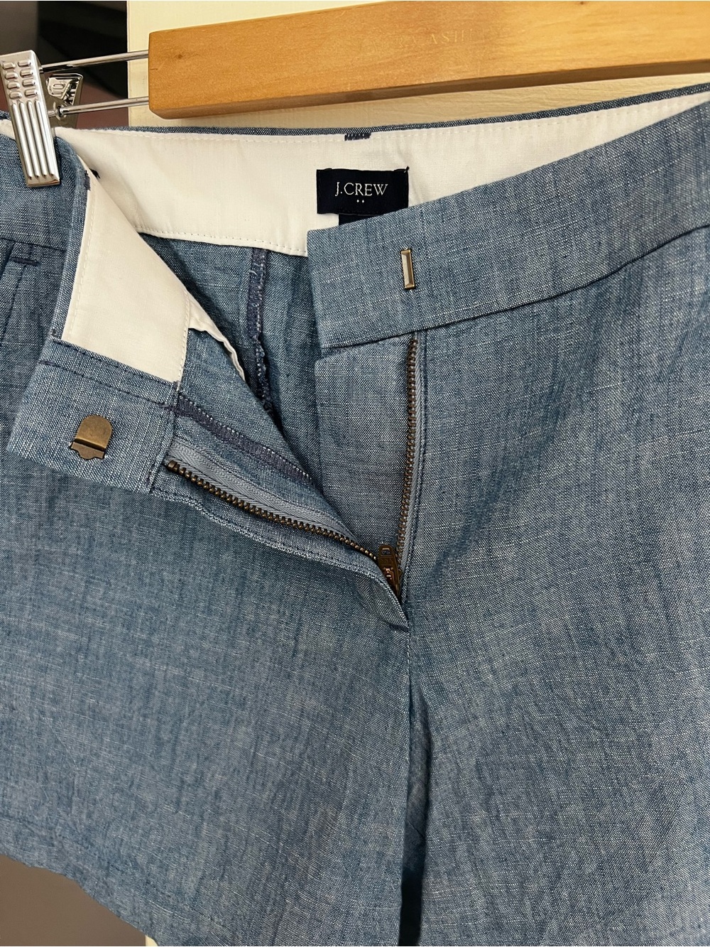 J.Crew Chambray-Look Mid-Blue Shorts
